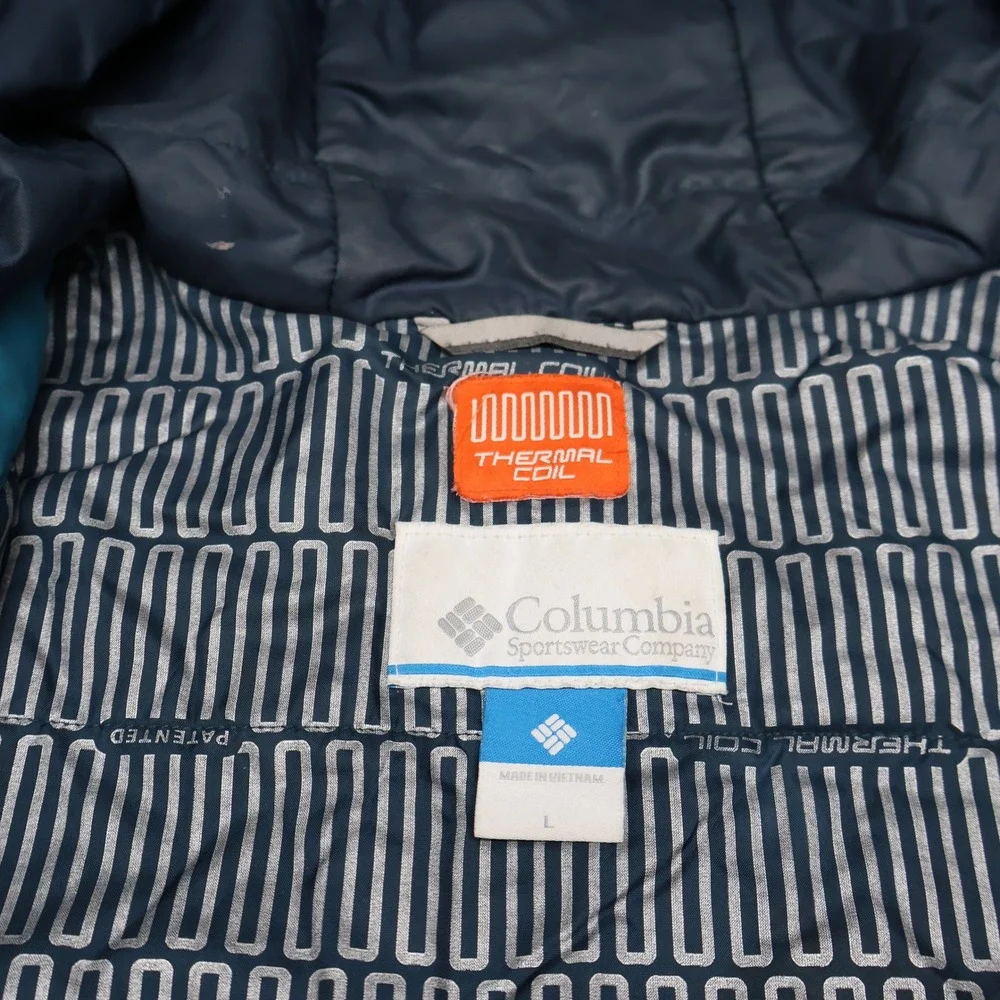 Columbia Jacket Womens Large Blue Insulated Thermal Coil Full Zip Hooded Winter